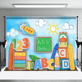 Aperturee - Crayon Bookshelf Blackboard Back To School Backdrop